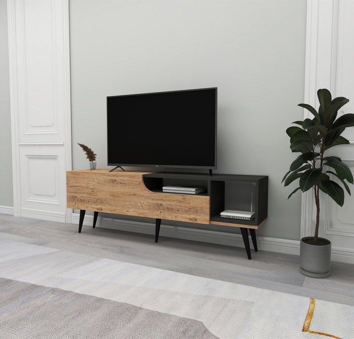Hanah Home Soporte TV Atlantic Pine Anthracite 150cm Ancho x 49.6cm Alto x 29.6cm Profundo